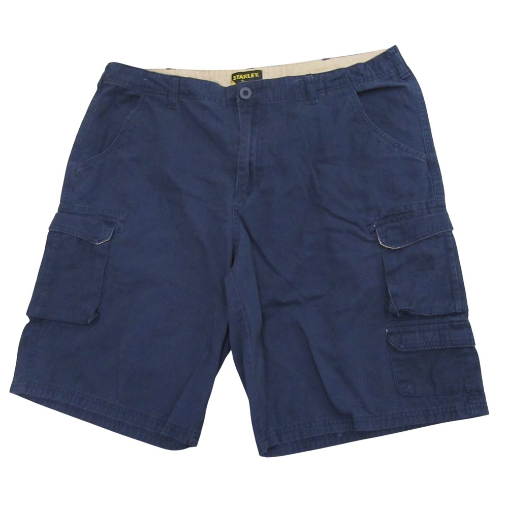 Stanley Mens Cargo Shorts 38 x 10 Blue Hiking Outdoor 100% Cotton Pocket
